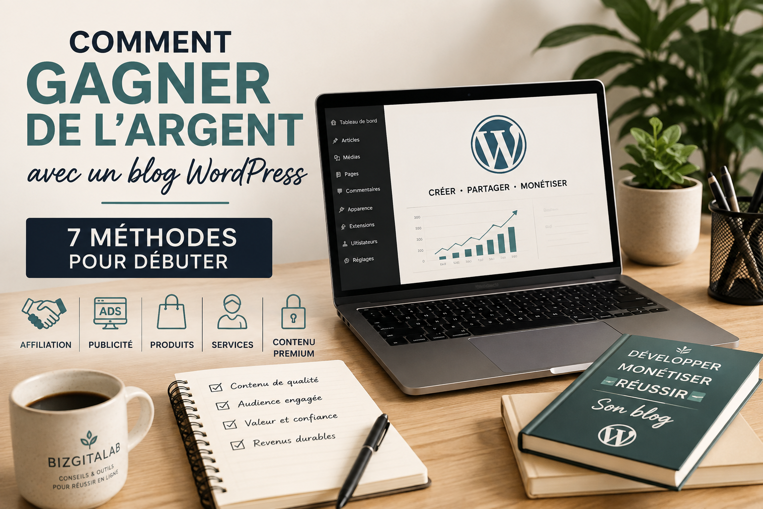 Comment gagner de l’argent avec un blog WordPress : 7 méthodes pour débuter.